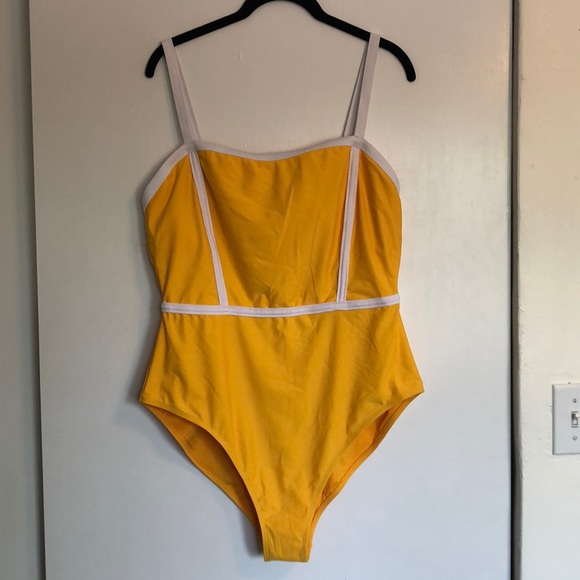 yellow plus size one piece swimsuit